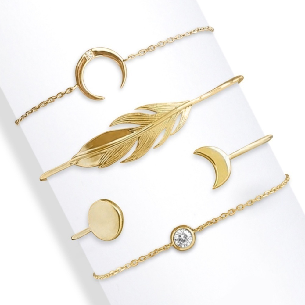 Set of 4 Bracelets & Bangles - Goldtone with AB Swarovski Crystals
